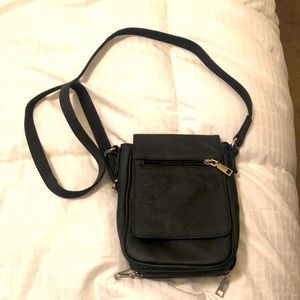 Roma black leather crossbody concealed carry bag